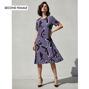 Second Female Lucca Floral Midi Dress S • Flowy Boho Feminine Cottagecore Chic